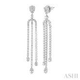 2 ctw Lovebright Pear Shape Round Cut Diamond Dangle Earrings in 14K White Gold